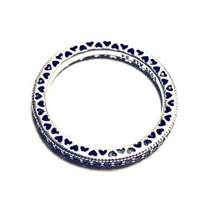 Authentic Pandora Sparkle & Hearts Ring - Size 7